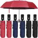 Jexine 6 Pcs Travel Compact Umbrella Automatic Open Close Windproof Small Light Backpack Purse Car Portable Collapsible Umbrella for Rain, Men Women (Black, Navy, Wine)