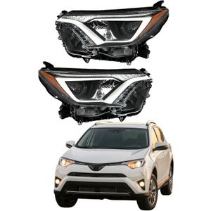 labwork Headlight Set Replacement for Toyota Rav4 2016 2017 2018 Projector Headlight Assembly Pair Left+Right Side (Passenger & Driver Side)
