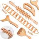 JUANWAN 12-in-1 Wood Therapy Massage Tools Lymphatic Drainage Massager Wooden Massage Body Sculpting Tools Maderoterapia Kit Wood Therapy Tools for Muscle Pain Relief Body Shaping Anti-Cellulite
