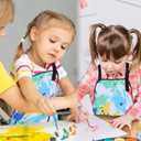 2 Pack Kids Apron for Cooking, Cute Cooking Aprons, Waterproof Art Apron with Pockets, Girls Boys for Painting, Cooking, Baking Paint Pinafore, Toddler Painting Artist Aprons Adjustable