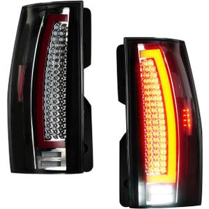 (2 Pack) LED Tail Light Assembly for 2007-2014 Chevy Suburban 1500 2500, 2007-2014 Chevy Tahoe [Only Incandescent Models], Taillight Assembly w/o Blind Spot, Chrome Housing Clear Lens