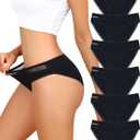 LEVAO Womens Underwear Cotton Bikini Panties Lace Cut Out Stretch Cheeky Ladies Briefs 6 Pack S-XL