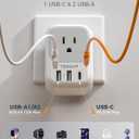 TESSAN European Travel Plug Adapter USB C 3 Pack, PD 20W US to Europe Plug Adapter with 4 AC Outlets 3 USB Ports, Type C Power Adaptor for USA to EU Euro Spain France Iceland Italy Germany Greece