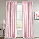 RYB Home Velvet Curtains for Living Room - Thermal Insulated Curtain Panels for Girls Room Nursery Velvet Drapes Privacy Protected Window Treatments, 52 x 96 inch, Blush Pink, 2 Pcs