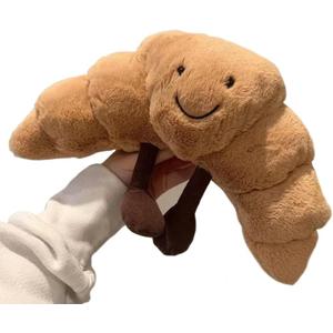 WeightedPlush 9" Croissant Plush Cute Smile Croissant Bread Pillow Stuffed Animals Funny Soft Food Plushies Toy for Gifts for Kids Birthday