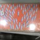 Framed Sardine Canvas Wall Art,Orange Coastal Fish Picture Wall Decor, 24"L x 16"W