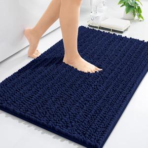 Arotive Luxury Chenille Bathroom Rug Mat, Extra Soft Thick Absorbent Shaggy Bath Rugs, Non-Slip Machine Wash Dry, Plush Bath Mats for Bathroom, Shower and Tub, 30"x20", Navy