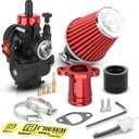 NIBBI Predator 212 Carburetor Kit,212 Predator Performance Part Intake Pipe Inlet Manifold For Mini Bike 196cc/212cc/224cc Engine GX160 GX200 with Air Filters (Red)