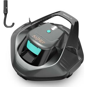AIPER Cordless Robotic Pool Vacuum, Self-Parking Technology, Portable, Ideal for Above-Ground Flat Pool up to 40 Feet, Grey