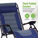 Backyard Expressions Deluxe XL Padded Recliner Zero Gravity Chair – Ergonomic Anti-Gravity Lounger with Folding Design, Side Tray, and Adjustable Headrest