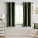 ANRODUO Olive Green Velvet Curtains 63 Inches Long Blackout Thermal Insulated Soundproof Curtain Privacy Room Darkening Curtains Grommet Window Drapes for Bedroom Living Room 42 x 63 Inch Set of 2