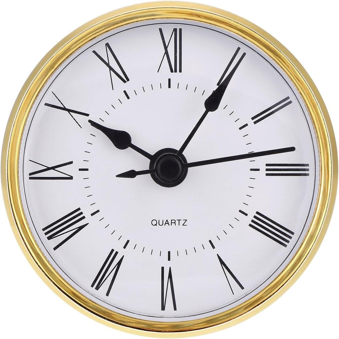 HICARER 2.8 Inch (70 mm) Roman Numeral Quartz Watch Insert with Gold Trim