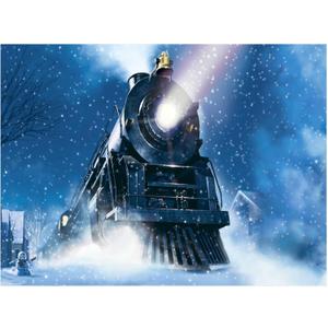 Funnytree 8x6ft Winter Christmas Train Backdrop for Photography Xmas Snow Night Railway Party Background Wonderland Snowflake Portrait Photobooth Banner Decorations Photo Studio Props