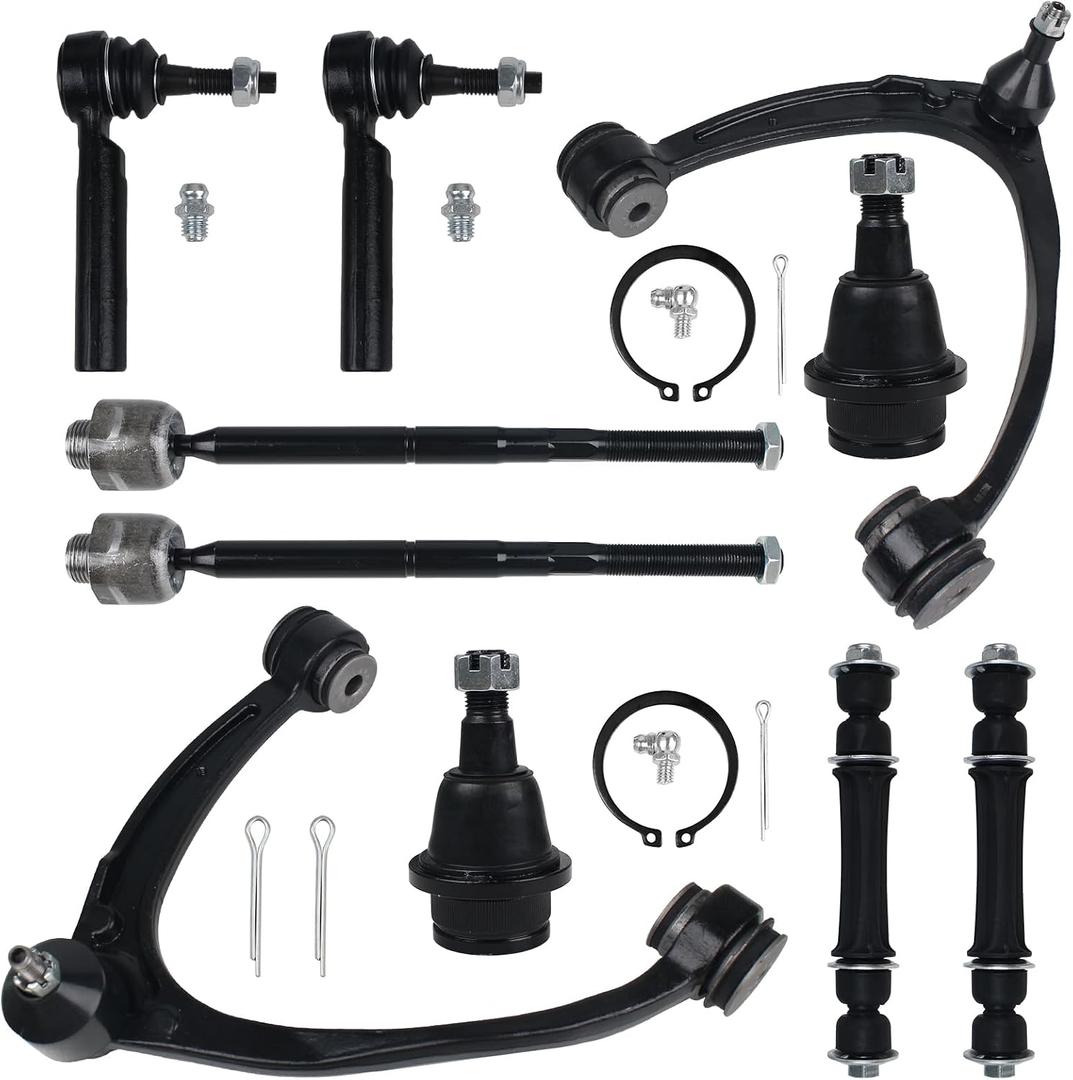 MACEL 10 PCS RK80669 RK80670 Front Upper Control Arm Fit for 07-14 Cadillac Escalade/ESV/Tahoe/XL 1500, 07-13 EXT/Chevy Avalanche/Silverado 1500/GMC Sierra 1500/Yukon w/Ball Joint, Sway Bar Link