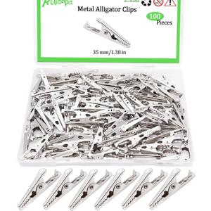 100 PCS Metal Alligator Clips 35 mm/1.38 in Nickel Plated Alligator Spring Clamps for Household Soldering and Electrical Test Tools