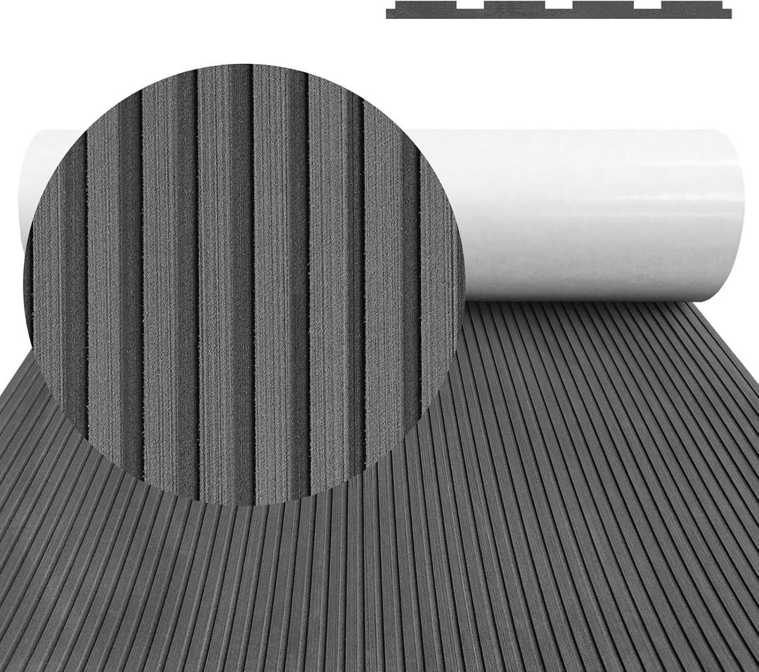 HZCHIONE Boat Flooring EVA Foam Boat Decking Dark Gray 94"x45" Non-Slip Boat Mat Self-Adhesive Foam Boat Deck Flooring Carpet Mat Rolls for Kayak Deck Boat Yacht Flooring Motorboat