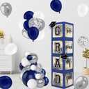 DAZONGE Navy Blue Graduation Decorations 2026 - Set of 4 Grad Balloon Boxes with 139pcs Balloon Arch Garland Kit & 4 Lighted Strings - So Proud of You 2026 Graduation Decorations