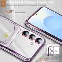 Neivi for Samsung Galaxy S25 Plus Case with Card Holder, Electroplated Flash Bumper Clear Slim Case for Samsung S25 Plus Shockproof Transparent Silicone Cover Galaxy S25 Plus 5G Phone Case (Purple)