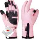 -10 Waterproof Winter Gloves for Men & Women, 5-Layer Ski & Snow Gloves for Cold Weather, Breathable Warm Gloves with Touch Screen Fingers (Large, Pink)