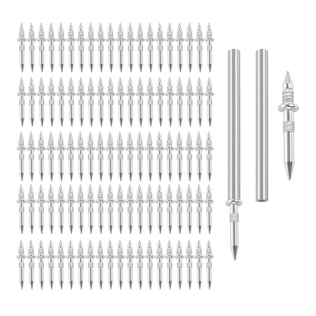 100 pcs Double-Head Skirting Thread Seamless Nail Solid Wood Baseboard Double-Headed Nails for Installing Baseboards Comes with a Special Double-headed Nail Sleeve Tool