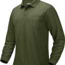 MAGCOMSEN Men's Polo Shirts with Pocket Long Sleeve Golf Quick Dry Shirts Performance Athletic Work Casual Collared Shirt (Green, XXL)
