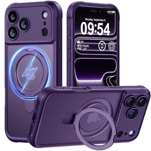 MOCCA Design for iPhone 17 Pro Max Case, Compatible with Magsafe [Premium Invisible Magnetic Ring Stand] [Military Drop Protection] Full Camera Guard Translucent Matte Slim Phone Cover,Deep Purple