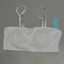 Aqua Eve Women Strapless Bikini Top Only Bandeau Swim Top Tube Top Swimsuit (Small, White)