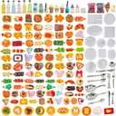HKLMRO 150Pcs Miniature Food Drink Bottles Adults Dollhouse Soda Pop Cans Pretend Play Kitchen Cooking Game Party Accessories Toys Hamburger Cake Ice Cream Pizza Bread Tableware Doll House Landscape