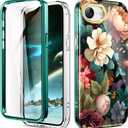 Cute Flower Case for iPhone 17e/16e 6.1 inch Built with Screen Protector, Lightweight and Stylish Full Body Shockproof Protective Rugged TPU Case for Women/Girls