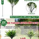 TURNMEON 20 Bundles Artificial Plants Outdoor Faux Boston Fern 17 Inch Long Length Summer Decor, Fake Plants UV Resistant No Fade Plastic Greenery Shrubs Flowers for Garden Porch Indoor Cemetery Decor