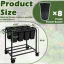 Flower Display Stand, Flower Cart with 8 Buckets, Flower Cart Display Stand with Wheels, Bloom Bar,Flowers Stand for Wedding and Party Decor, Black