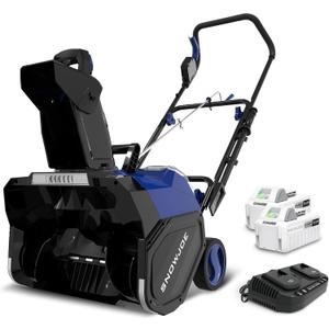 Snow Joe IONMAX 48V 18 Inch Cordless Electric Snow Blower Machine - Battery-Powered Single-Stage Thrower with LED Light and Wheels for Driveway Clearing, 24V-X2-SB18-GO