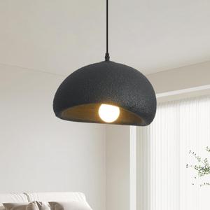11.8in Wabi Sabi Pendant Light, Kitchen Island Lighting Fixture Ceiling Mount Japanese Lamp Japandi Chandelier for Dining Living Room Hallway Bedroom Restaurant Hanging Lamp, Black 1 Pack