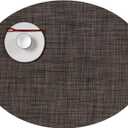 Chilewich Mini Basketweave Placemats - Woven Placemats Set of 4 - Reusable, Stain-Resistant, Indoor/Outdoor Tabletop Protection - Dark Walnut - 14" x 19.25" Oval