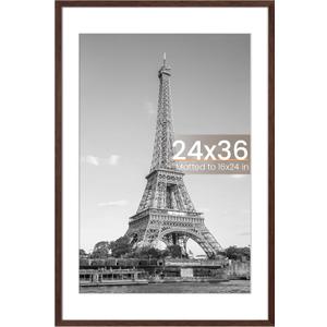 Upsimples 24x36 Poster Frame, Wall Decor Picture Frames, Brown 1 Pack | 24 x 36 Frame, 20x30 Frame with Mat for Gallery Wall, Family, Baby, Dog, Dorm, Christmas