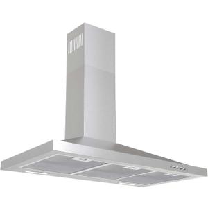 Tiesay Wall Mount Range Hood 36 inch with Ducted/Ductless Convertible Duct, Kitchen Hood Stainless Steel Chimney-Style Over Stove Vent Hood with LED Light, 3 Speed Exhaust Fan, 450 CFM
