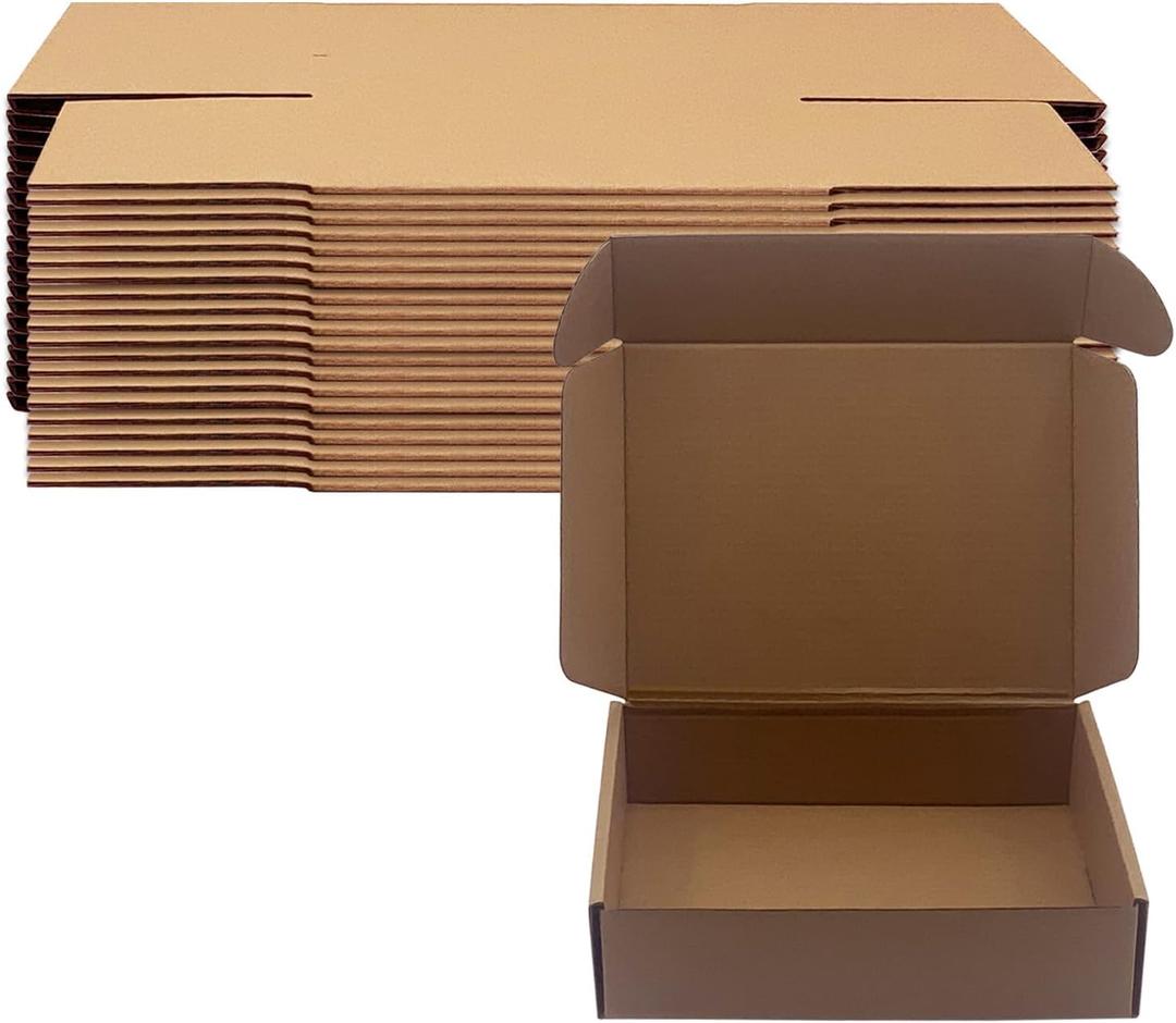 8x6x2 inch Shipping Boxes Pack of 25, Brown Corrugated Cardboard Box Mailer Boxes for Packaging Small Business ShippingRecyclable Moving Storage Mailing Boxes Bulk Book Literature Gift Giving