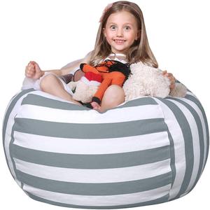 Wekapo Stuffed Animal Storage Bean Bag Chair Cover for Kids | Stuffable Zipper Beanbag for Organizing Children Plush Toys Large Premium Cotton Canvas (Gray, X-Large) (Grey)
