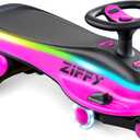 ZIFFY 45W 5.5A Electric Wiggle Car with Pedal, Light-Up, Rechargeable Battery, 2-in-1 Swing Car, 2 Speed Ride-On Toy, Anti-Rollover, Flashing Wheels, for Ages 3+ (Up to 110 lbs) by JOVA (Pink)
