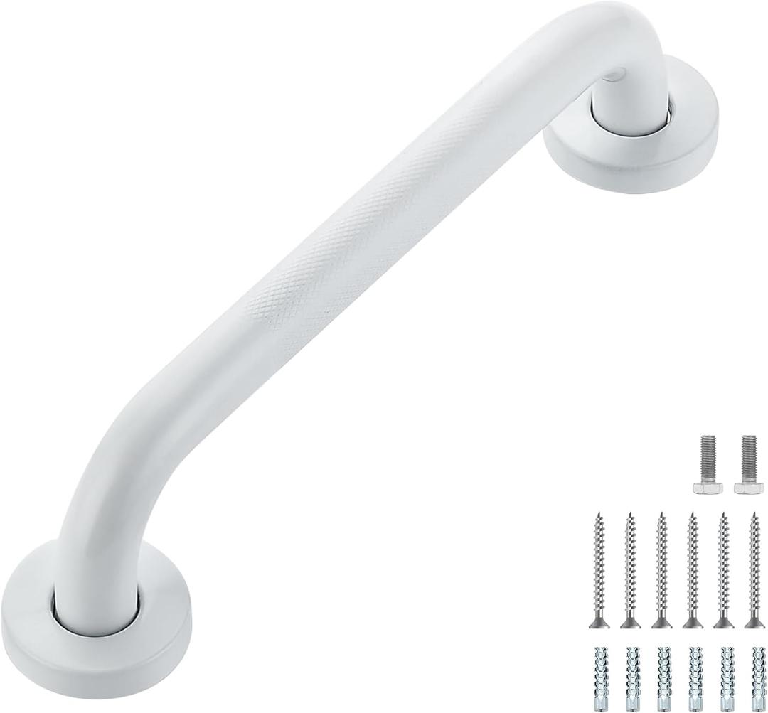 Grab Bars for Shower, 2 Pack 12-Inch Anti Slip Shower Handles for Elderly, Safety Shower Grab Bar, Stainless Steel Handicap Grab Bars for Bathroom (White 1" Diameter)