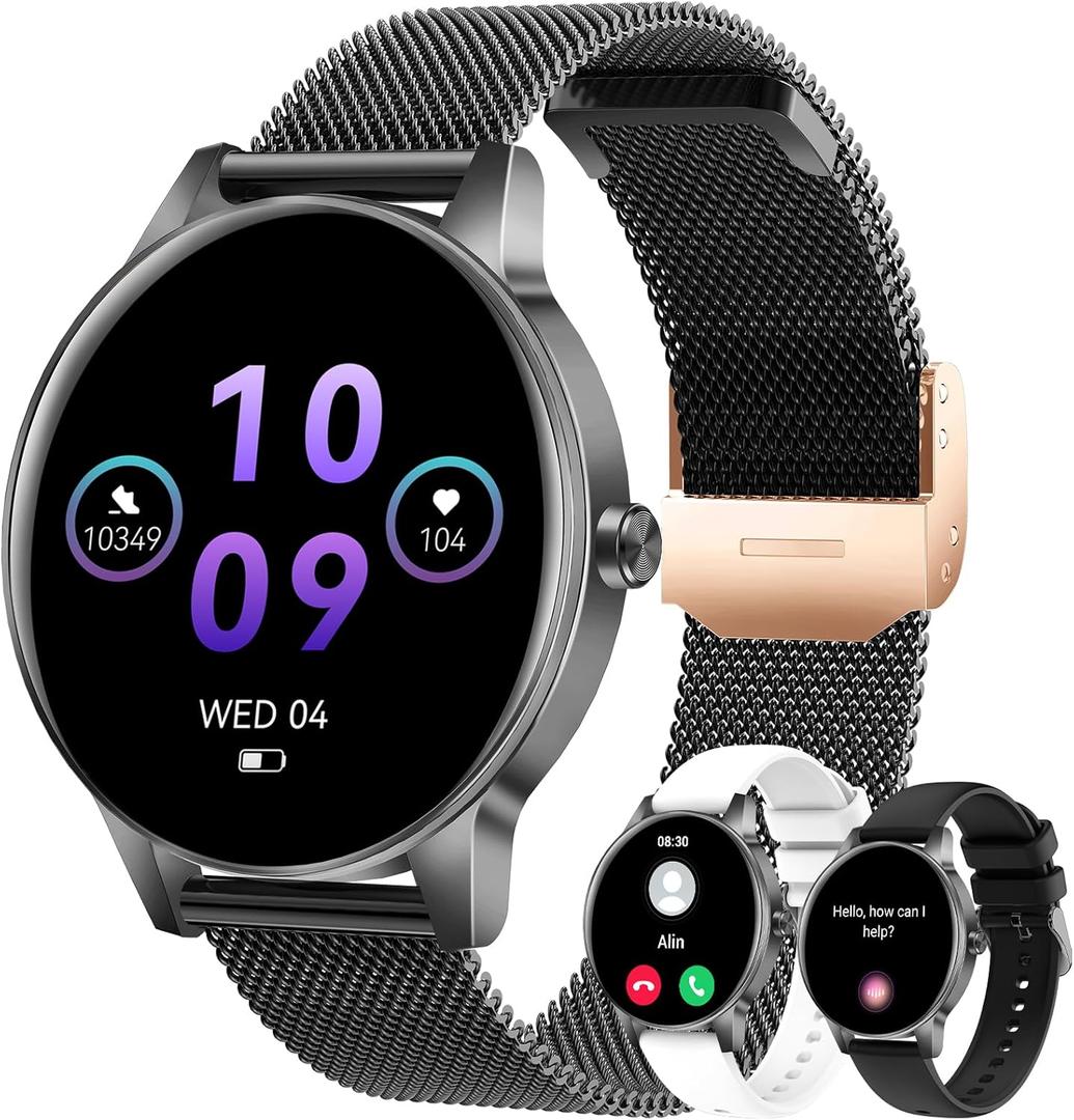 Smart Watches for Men Women(Answer/Make Calls), 1.27" HD Screen Fitness Tracker with Heart Rate/Sleep Monitor, 130+ Sport Modes IP68 Waterproof Activity Tracking, Smart watch for Android iPhone, Black