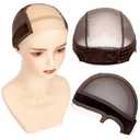 Lace Wig Caps for Women, Wig Caps with Grip Band for Keeping Wigs in Place, Glueless Wig Grip Cap with 4x5 Transparent Lace Wig Caps, Non-Slip Adjustable Elastic Headband (1pcs-brown)