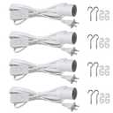 Hanging Light Socket with Cord - Extension Hanging Lantern Cord Cable - Lamp Cord with Switch E26/E27 Pendant Light Socket, 8.2Ft Light Bulb Cable, White, 4 Pack