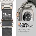 FULLIFE Stretchy Bands for Apple Watch Ultra 3/2/1 Band 49mm 46mm 45mm 44mm for Men, Rugged Solo Loop Nylon Sport Elastic Braided Straps for iWatch Series 11 10 9 8 7 6 5 4 3 SE3 with Metal Connector (Titanium Adapter-Gray)