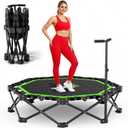 48" Foldable Mini Trampoline, 550lb Capacity Rebounder with Adjustable T-Bar for Adults, Home Gym Fitness Equipment (Black Green)