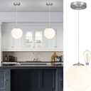 KoKo&Yukina 10 Inch Pendant Light Nickel Globe Pendant Lights Kitchen Island Mid Century Light Fixture Adjustable Globe Cluster Lights with Milky White Glass Shade for Dining Room Living Room