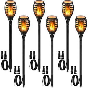 LUYE Low Voltage Torch Landscape Lights 12V Outdoor Wired LED Torches Pathway Lights IP65 Waterproof Flickering Flame Torch Light Low Voltage Landscape Lighting Christmas Decoration Light (6Pack)