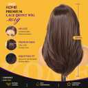 KOME Dark Brown Synthetic Lace Front Wig, 13X4 HD Lace Glueless Long Layered Straight Wigs for Women Daily Use 20IN #FS4/30