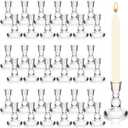 Set of 36 Clear Glass Taper Candle Stick Holders Bulk Small Tapered Pillar Candlestick Holders for Wedding Table Centerpieces Holiday Party Windowsill Decor