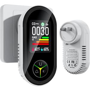 Carbon Monoxide Detectors Plug in, 4-in-1 Gas & CO Detector, Natural Gas, Propane & Methane Alarm with Digital Display (PPM, F, Humidity), Plug & Play for Home, RV, Apartment & Travel